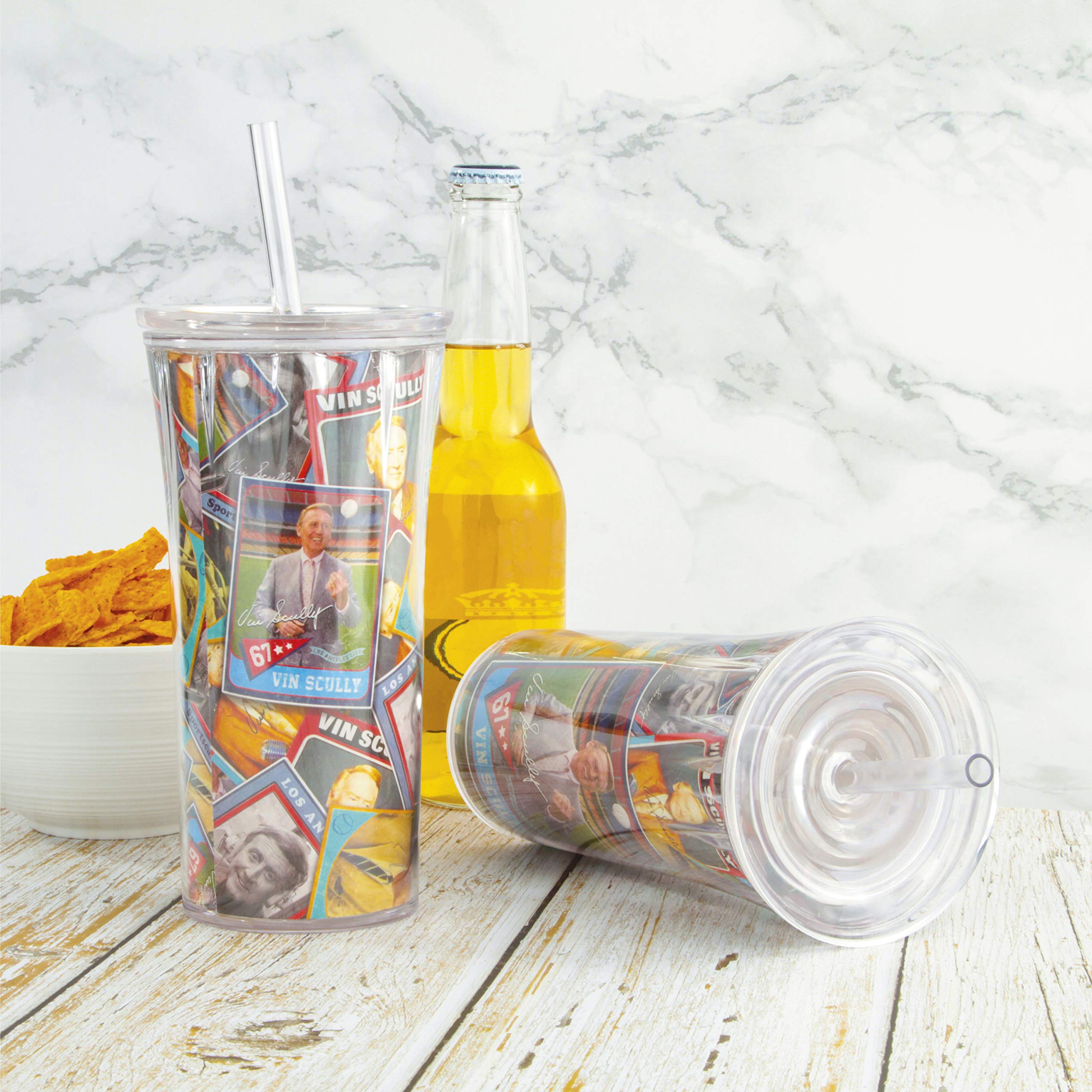 Foto 6 pulgar | Set De Vasos Con Pajita Zak Designs Vin Scully, 600 Ml, Dodger Baseball - Venta Internacional.
