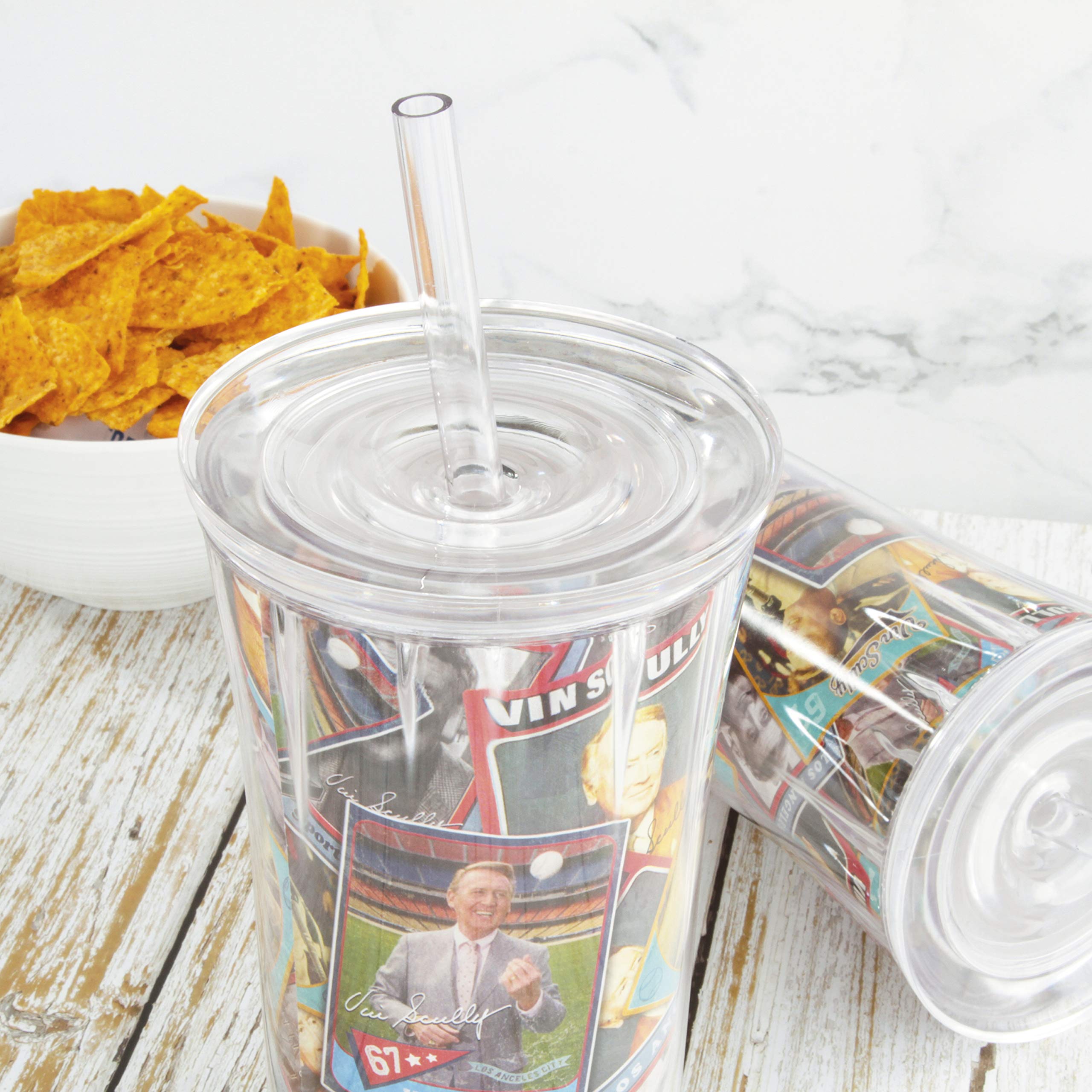 Foto 7 pulgar | Set De Vasos Con Pajita Zak Designs Vin Scully, 600 Ml, Dodger Baseball - Venta Internacional.