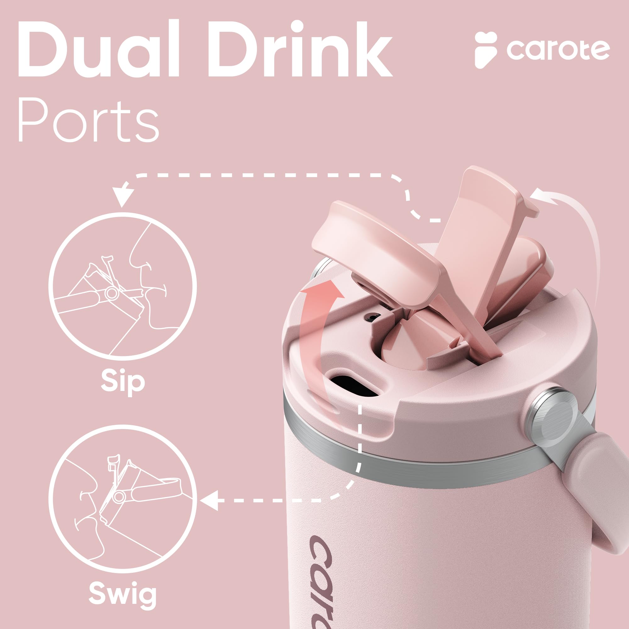 Foto 4 pulgar | Set De Vasos Carote De Acero Inoxidable, 1,2 L, 950 Ml, 950 Ml, Color Rosa - Venta Internacional.