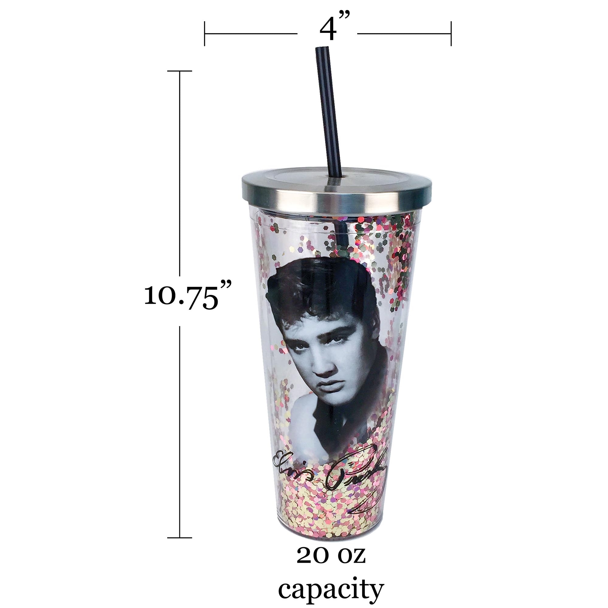 Foto 4 pulgar | Vaso Con Cucharas Acrílicas Rellenas De Purpurina, 590 Ml, Elvis Presley - Venta Internacional.