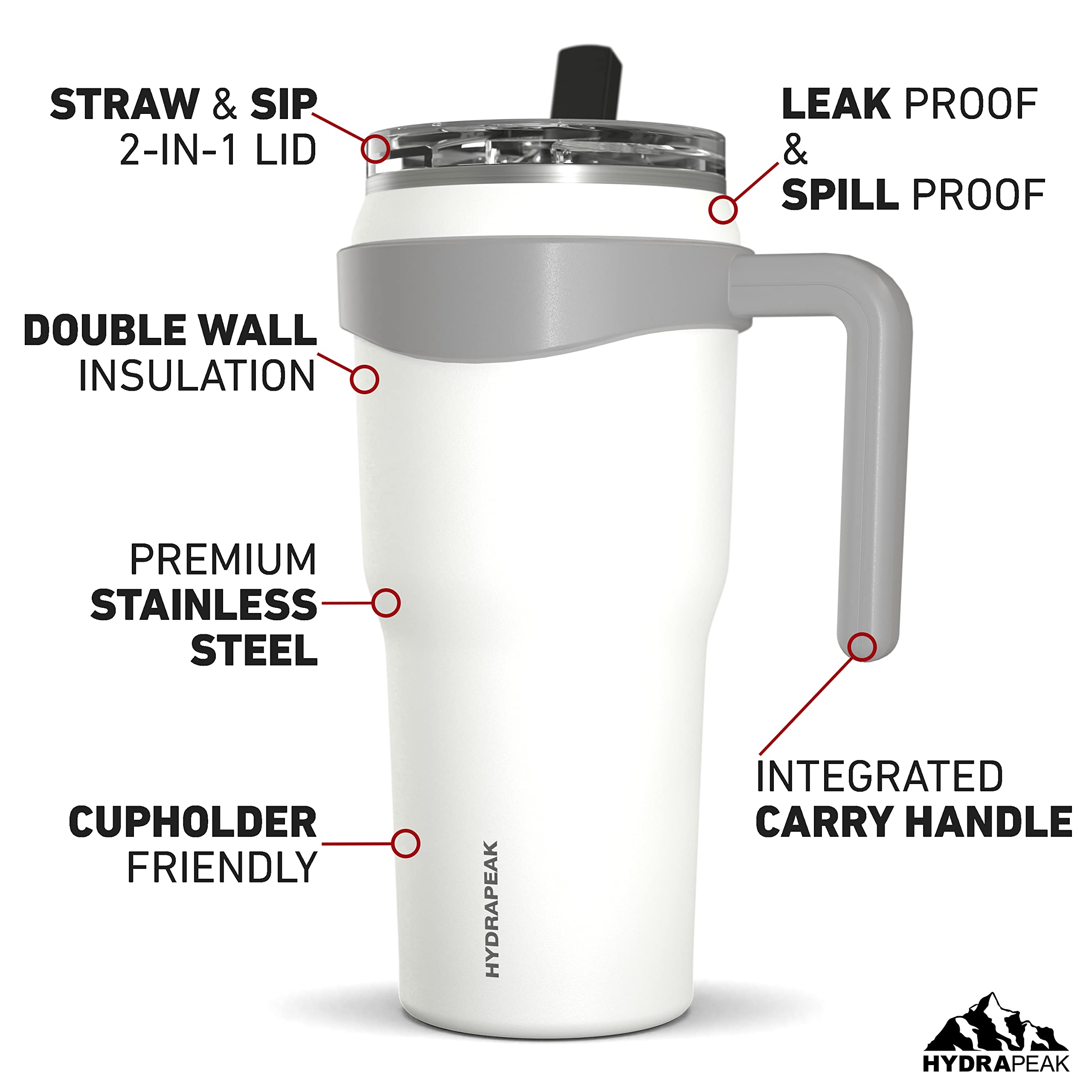 Foto 3 pulgar | Vaso Aislante Hydrapeak Roadster 1.2 L Con Asa Y Pajita - Venta Internacional.