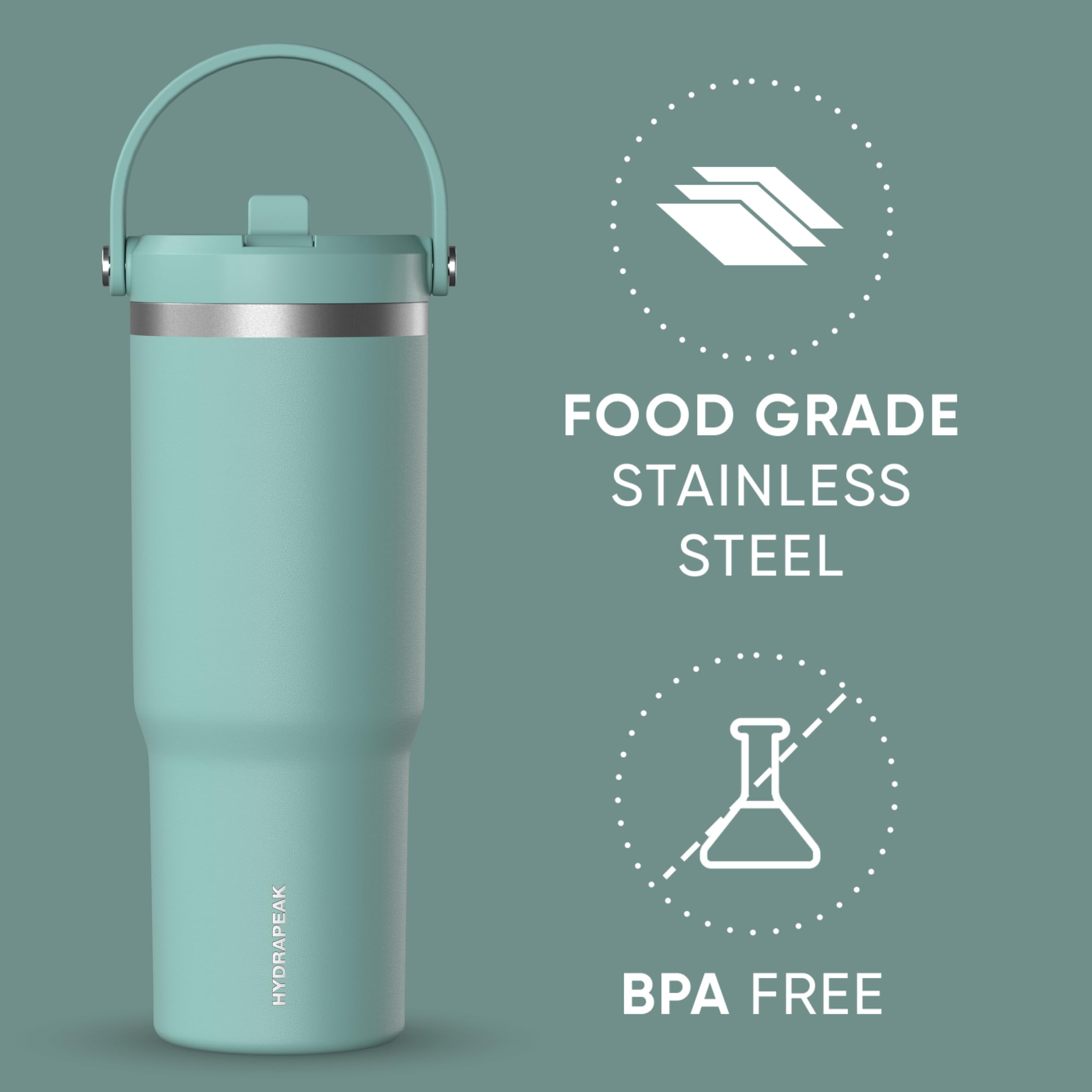 Foto 4 pulgar | Vaso Hydrapeak Nomad De 950 Ml Con Asa Y Tapa Con Pajita, Acero Inoxidable - Venta Internacional.