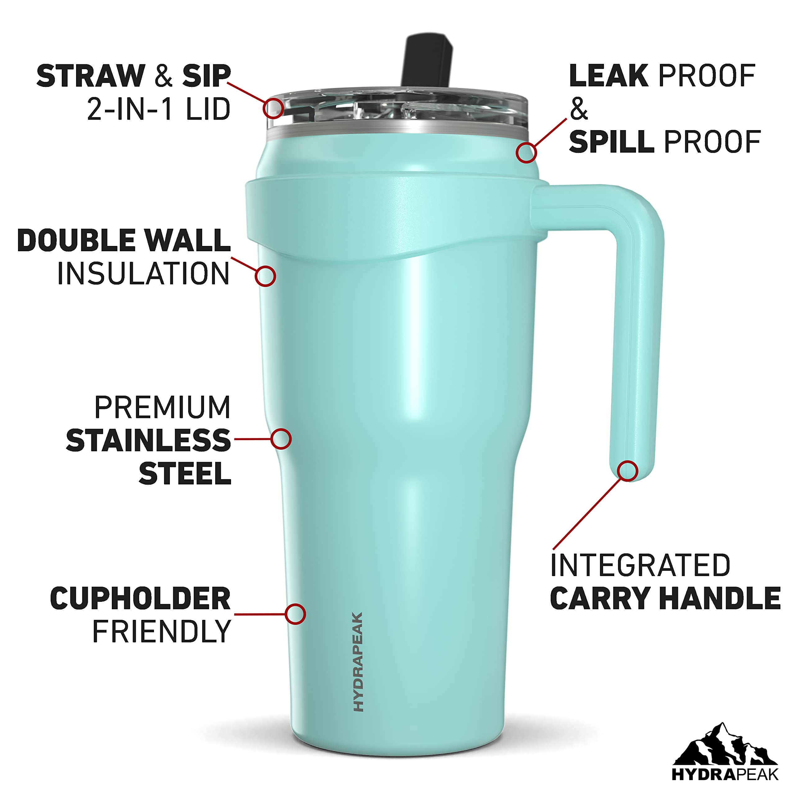 Foto 3 pulgar | Vaso Aislante Hydrapeak Roadster 1.2 L Con Asa Y Pajita - Venta Internacional.