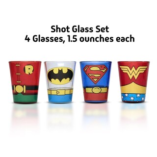Foto 3 | Minigafas Plateadas Buffalo Dc Comics Justice League, Paquete De 4 - Venta Internacional.