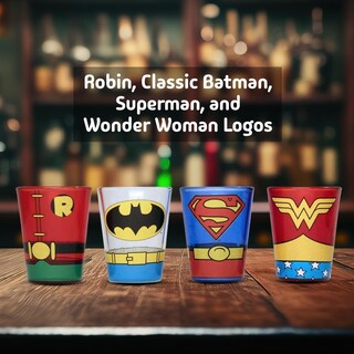 Foto 4 | Minigafas Plateadas Buffalo Dc Comics Justice League, Paquete De 4 - Venta Internacional.