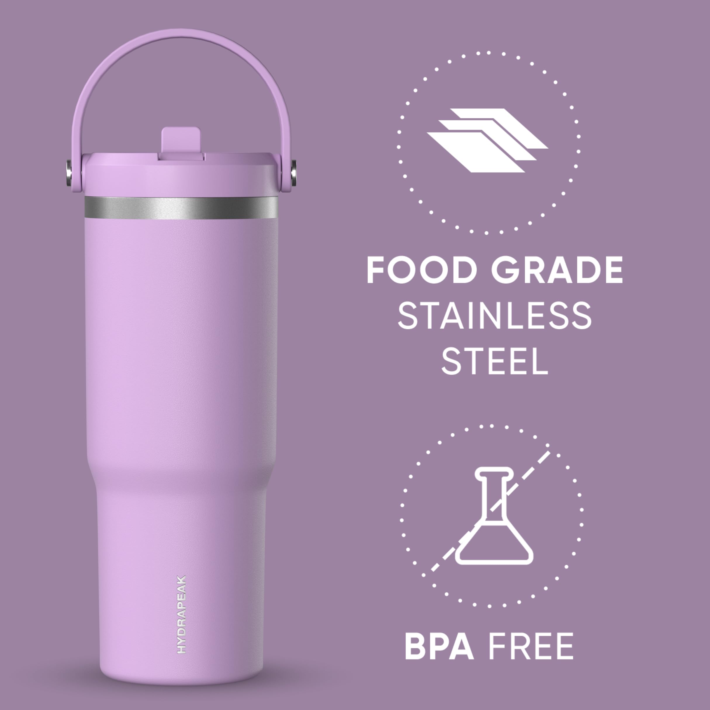 Foto 4 pulgar | Vaso Hydrapeak Nomad De 950 Ml Con Asa Y Tapa Con Pajita, Color Malva - Venta Internacional.