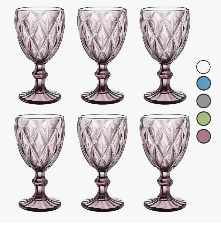 Foto 1 | Copa Xtellar de Vino Cristal Grabado Vidriera Vintage 6 piezas