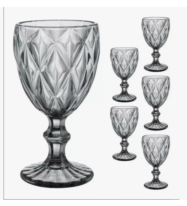 Foto 2 | Copa Xtellar de Vino Cristal Grabado Vidriera Vintage 6 piezas