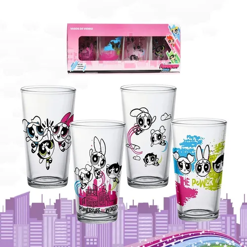 Foto 2 pulgar | Set Exclusivo De 4 Vasos De Vidrio  Edición Limitada 1 - Powerpuff Girls