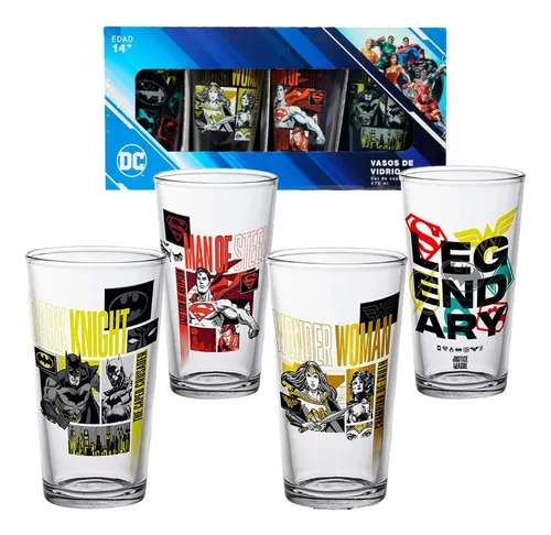 Foto 2 pulgar | Set Exclusivo De 4 Vasos De Vidrio  Edición Limitada 1 - Dc Comics - Justice League