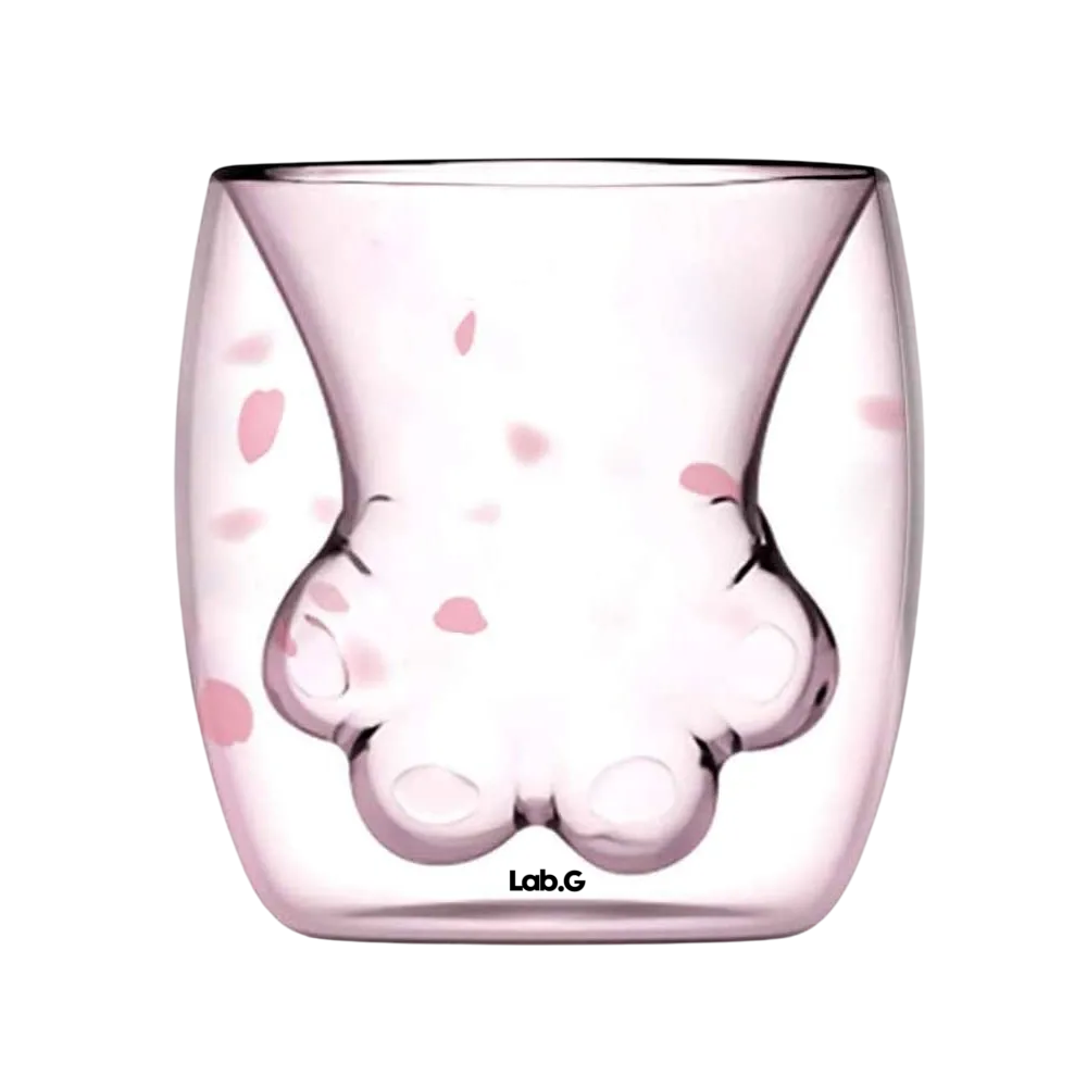 Foto 2 pulgar | Diseño De Pata De Gato  Lab.g Copa De Vidrio Doble Con Cerezos Rosa