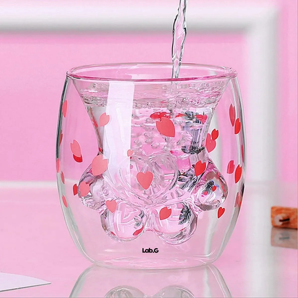 Foto 4 | Diseño De Pata De Gato  Lab.g Copa De Vidrio Doble Con Cerezos Rosa