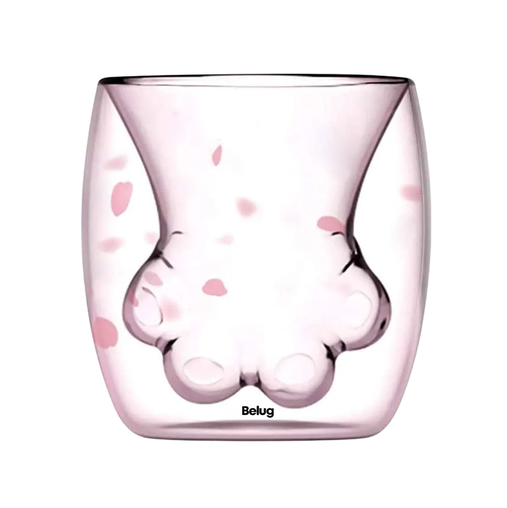 Foto 2 pulgar | Diseño De Pata De Gato  Belug  Copa De Vidrio Doble Con Cerezos Rosa