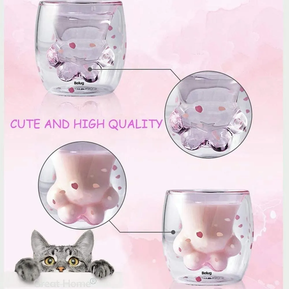 Foto 6 pulgar | Diseño De Pata De Gato  Belug  Copa De Vidrio Doble Con Cerezos Rosa