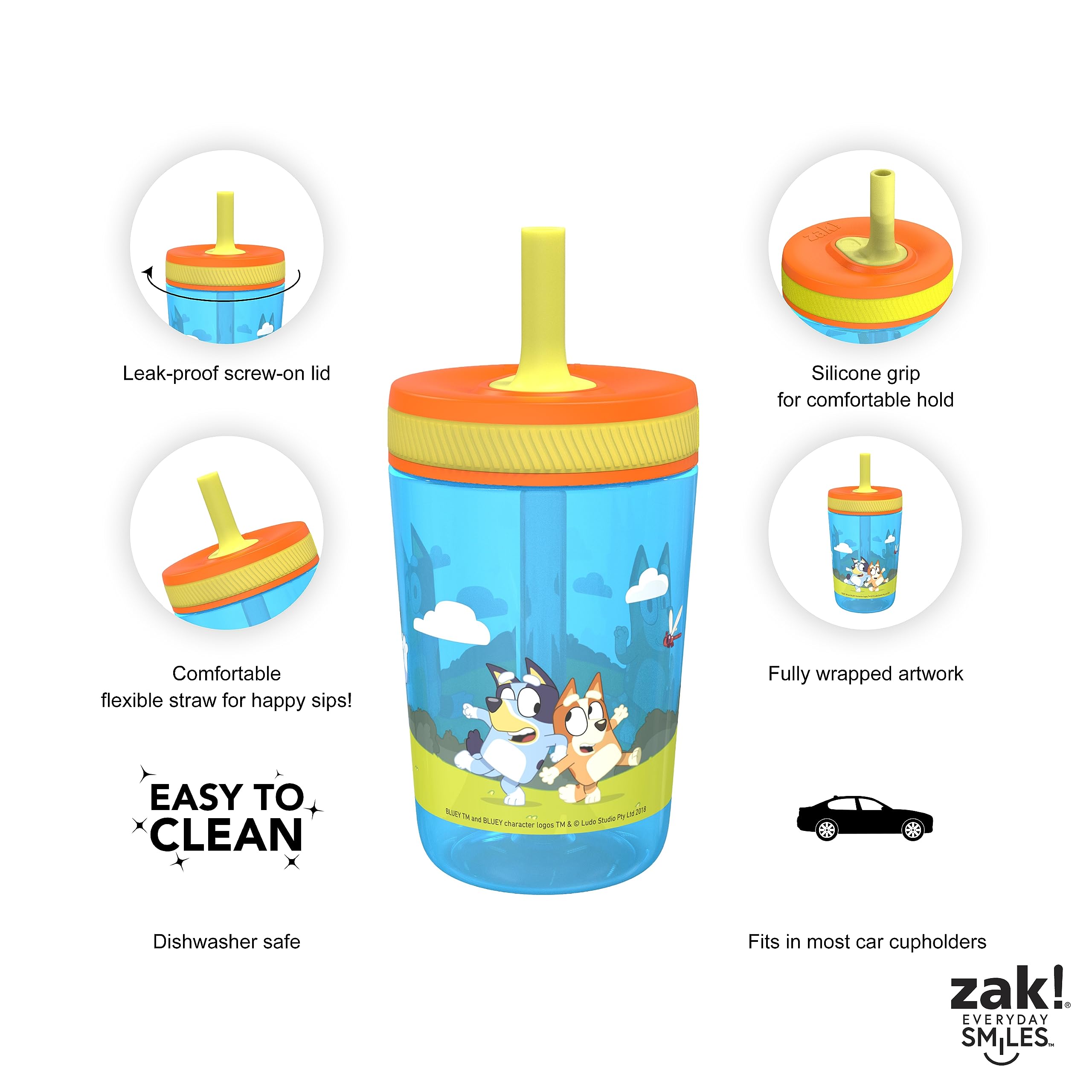 Foto 4 | Set De Vasos Bluey Kelso De Zak Designs  450 Ml  3 Unidades  Para Niños - Venta Internacional.
