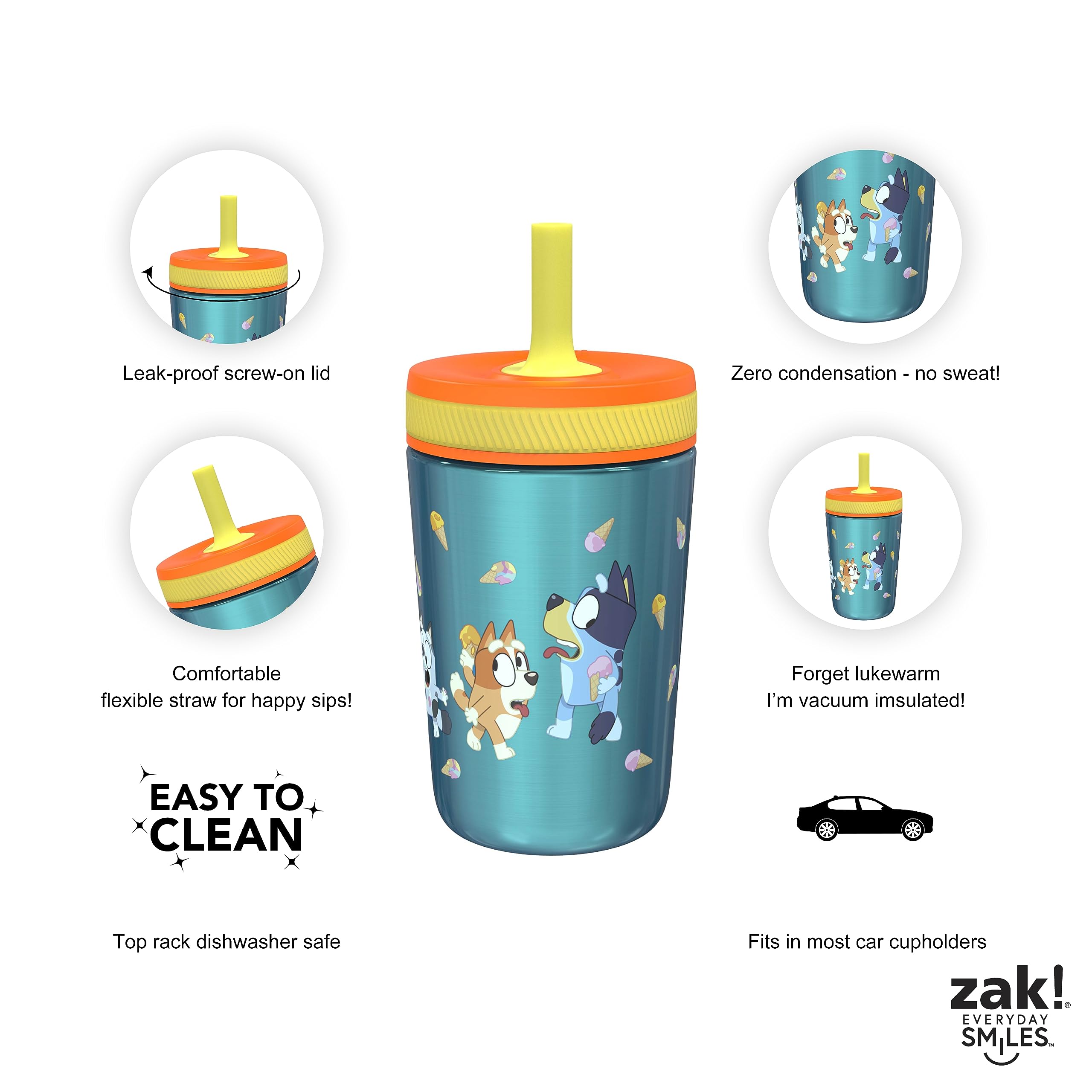 Foto 5 | Set De Vasos Bluey Kelso De Zak Designs  450 Ml  3 Unidades  Para Niños - Venta Internacional.