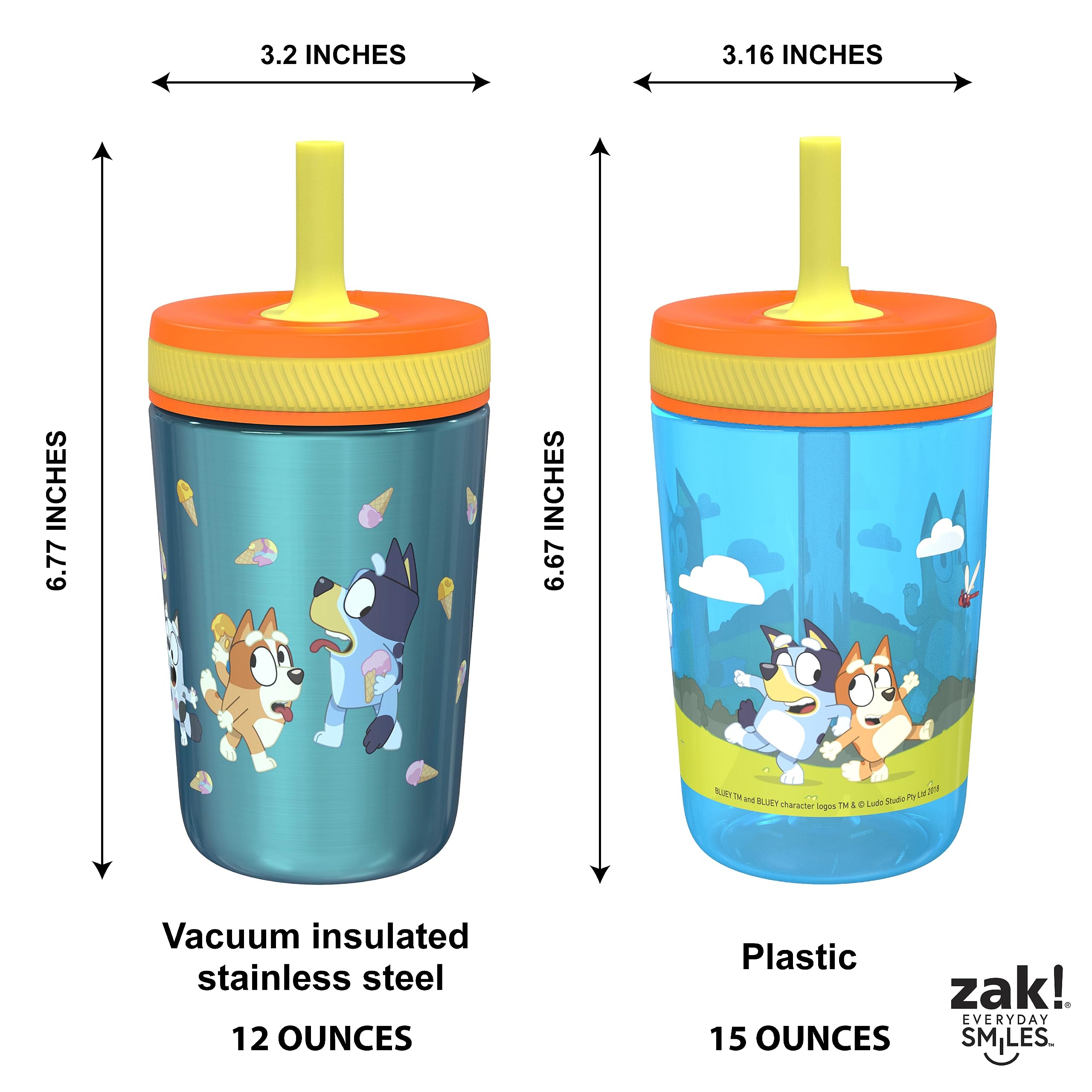 Foto 7 pulgar | Set De Vasos Bluey Kelso De Zak Designs  450 Ml  3 Unidades  Para Niños - Venta Internacional.