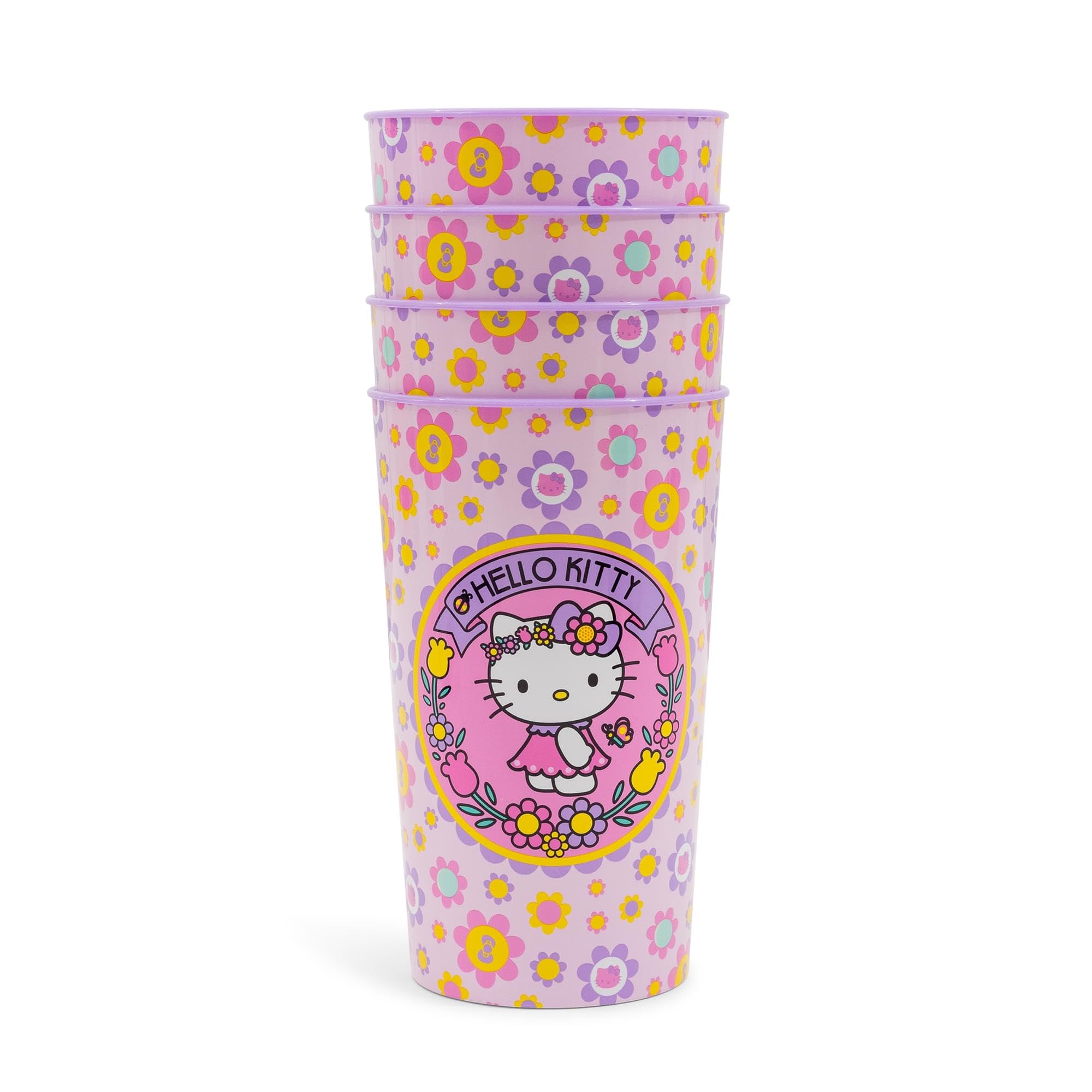 Foto 3 | Set De Vasos Silver Buffalo Sanrio Hello Kitty Flowers X4  650 Ml - Venta Internacional.
