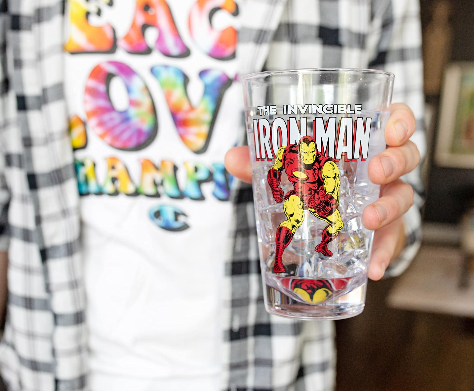 Foto 5 pulgar | Vaso Iron Man Marvel Retro De Acrílico Irrompible  480 Ml - Venta Internacional.
