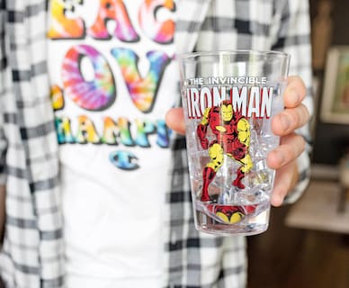 Foto 4 | Vaso Iron Man Marvel Retro De Acrílico Irrompible 480 Ml - Venta Internacional.