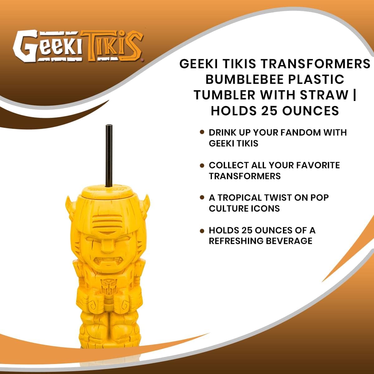 Foto 7 | Vaso Transformers Geeki Tikis Bumblebee De 750 Ml Con Pajita - Venta Internacional.