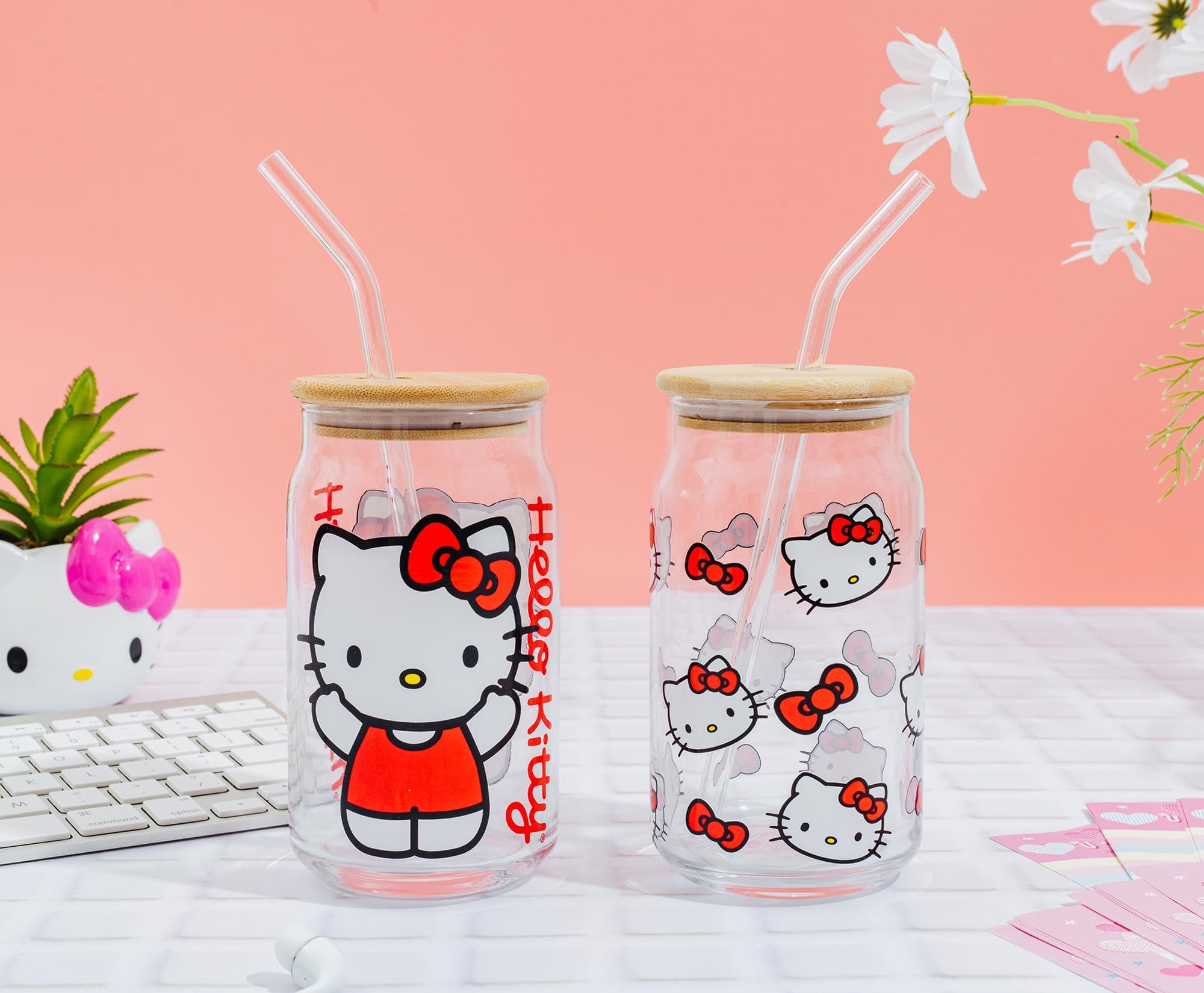Foto 3 | Set De Vasos De Vidrio Silver Buffalo Sanrio Hello Kitty 480 Ml - Venta Internacional.