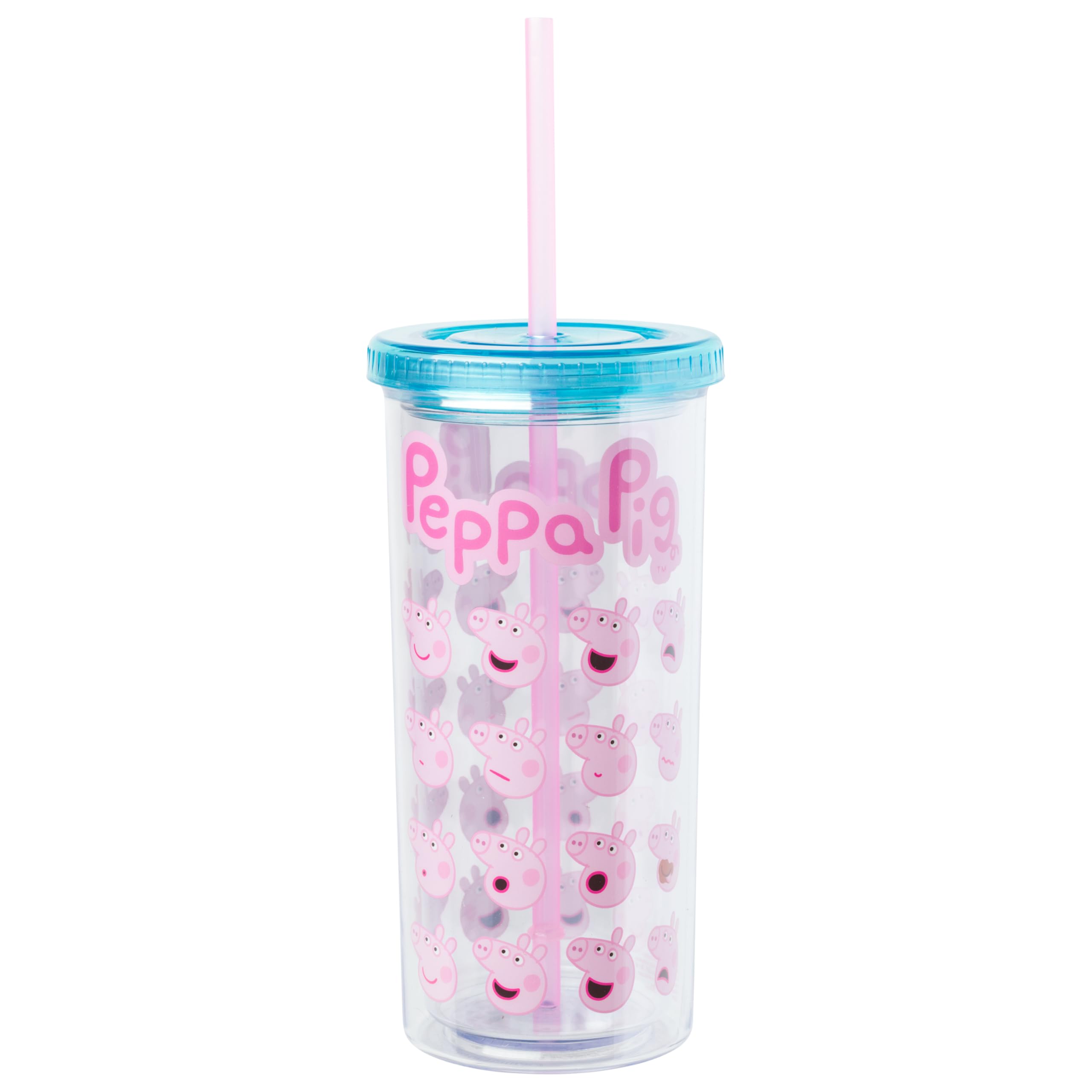 Foto 2 pulgar | Copa Cold Cup Silver Buffalo Peppa Pig De Plástico De 600 Ml Con Tapa - Venta Internacional.