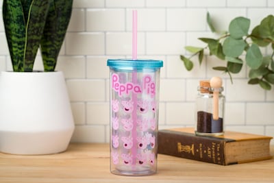 Foto 3 | Copa Cold Cup Silver Buffalo Peppa Pig De Plástico De 600 Ml Con Tapa - Venta Internacional.