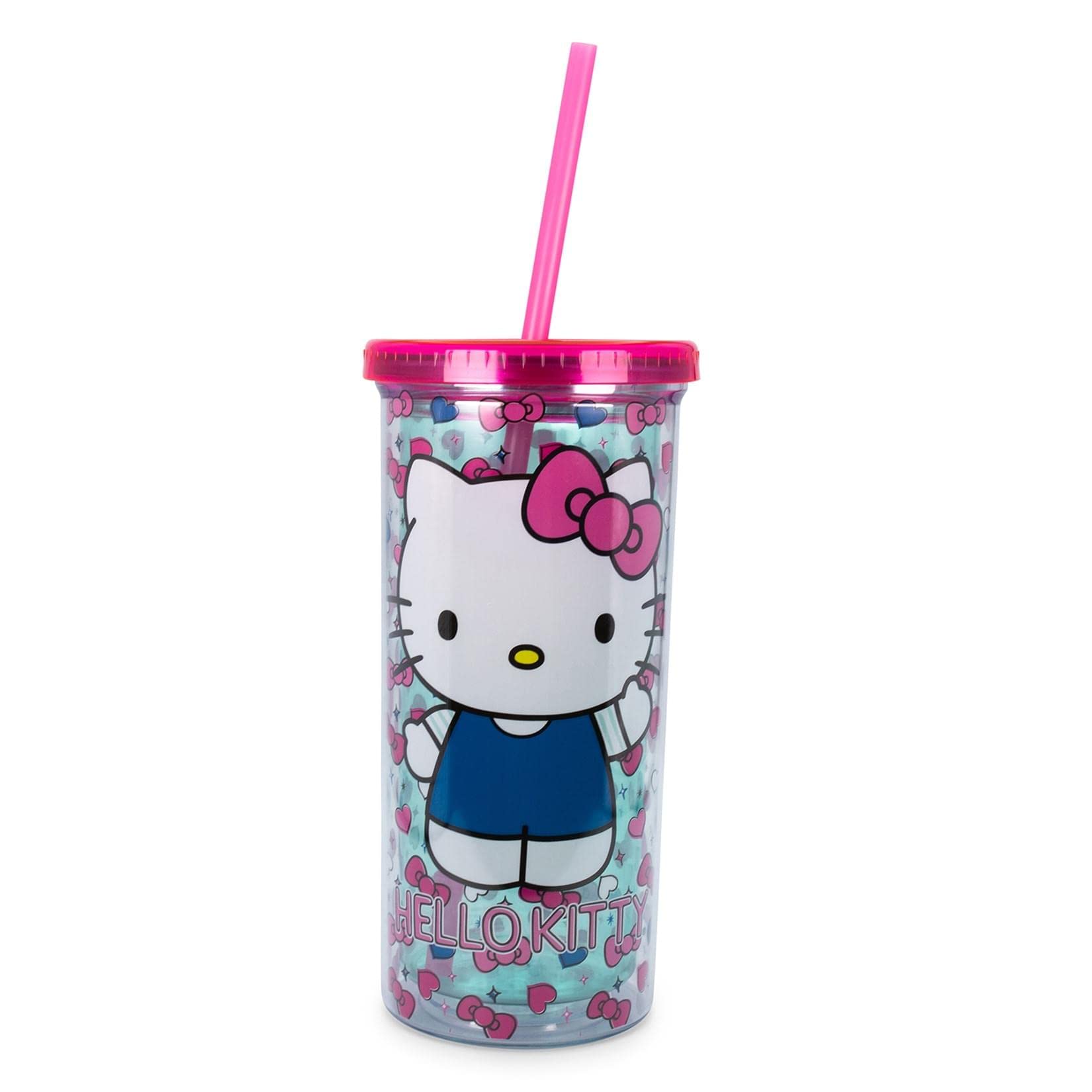 Foto 2 pulgar | Vaso Para Bebidas Frías Sanrio Hello Kitty Bows And Hearts  600 Ml  Con Pajita - Venta Internacional.