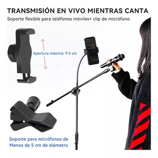 Foto 2 | Tripie Soporte Para Micrófono Con Teléfono Pedestal Atril Eo Safe Imports Esi-16084 Negro