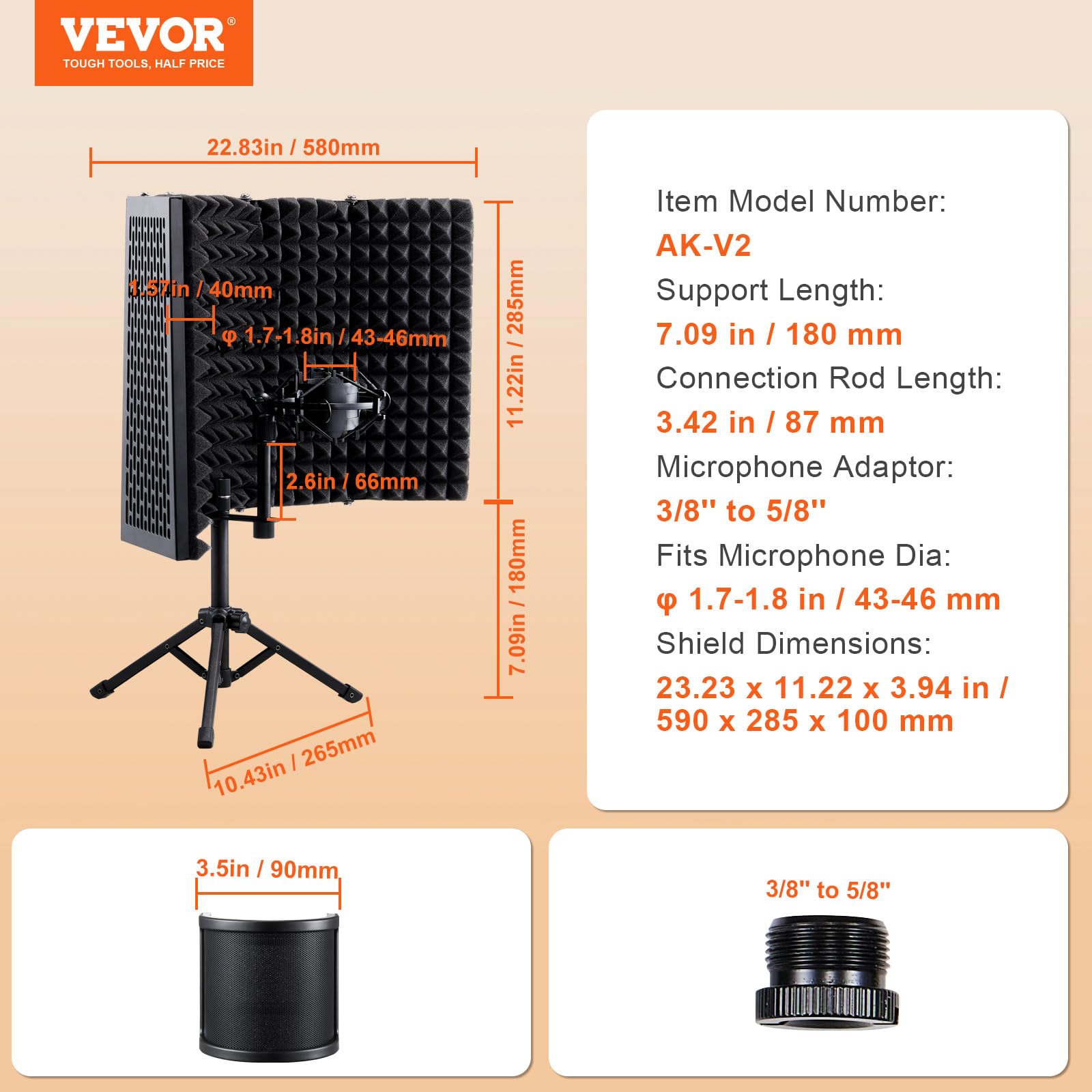 Foto 7 | Protector De Aislamiento De Micrófono Vevor De 5 Paneles Con Filtro Pop - Venta Internacional.