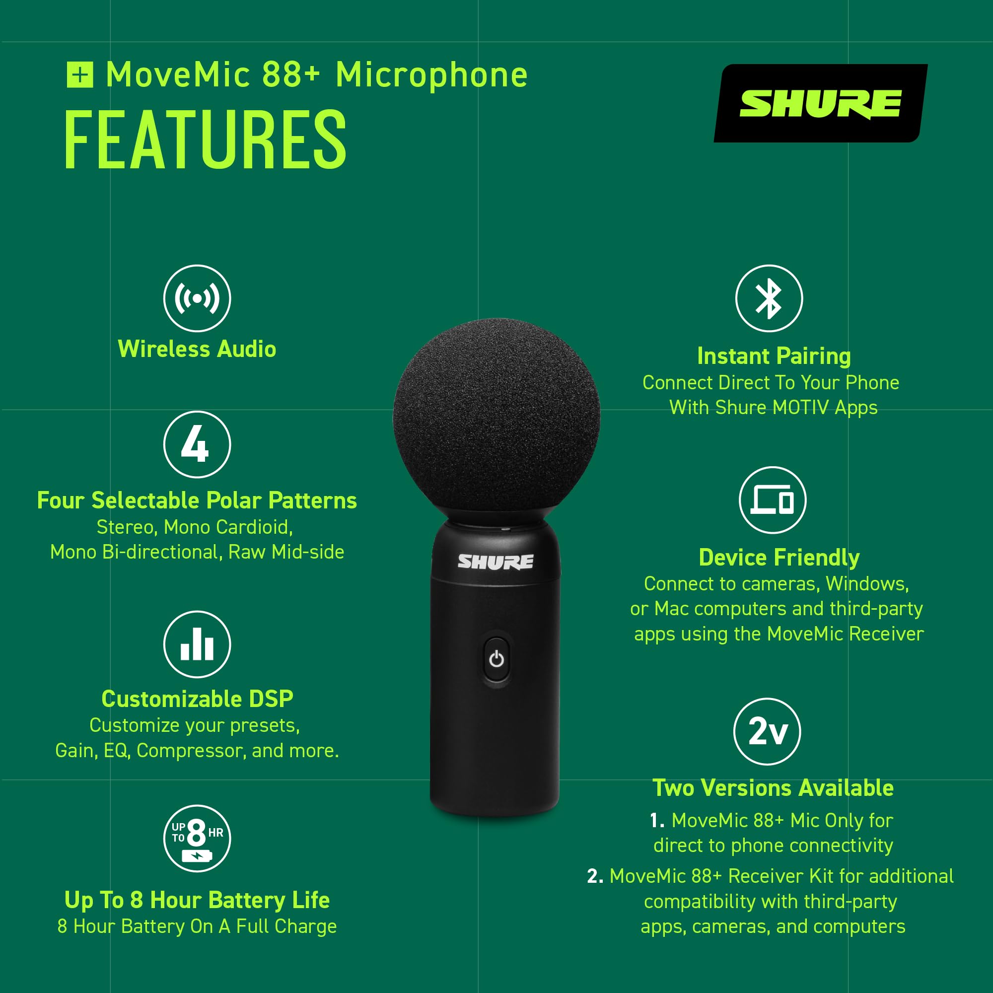 Foto 3 pulgar | Micrófono Inalámbrico Shure Movemic 88+ Professional Audio - Venta Internacional.