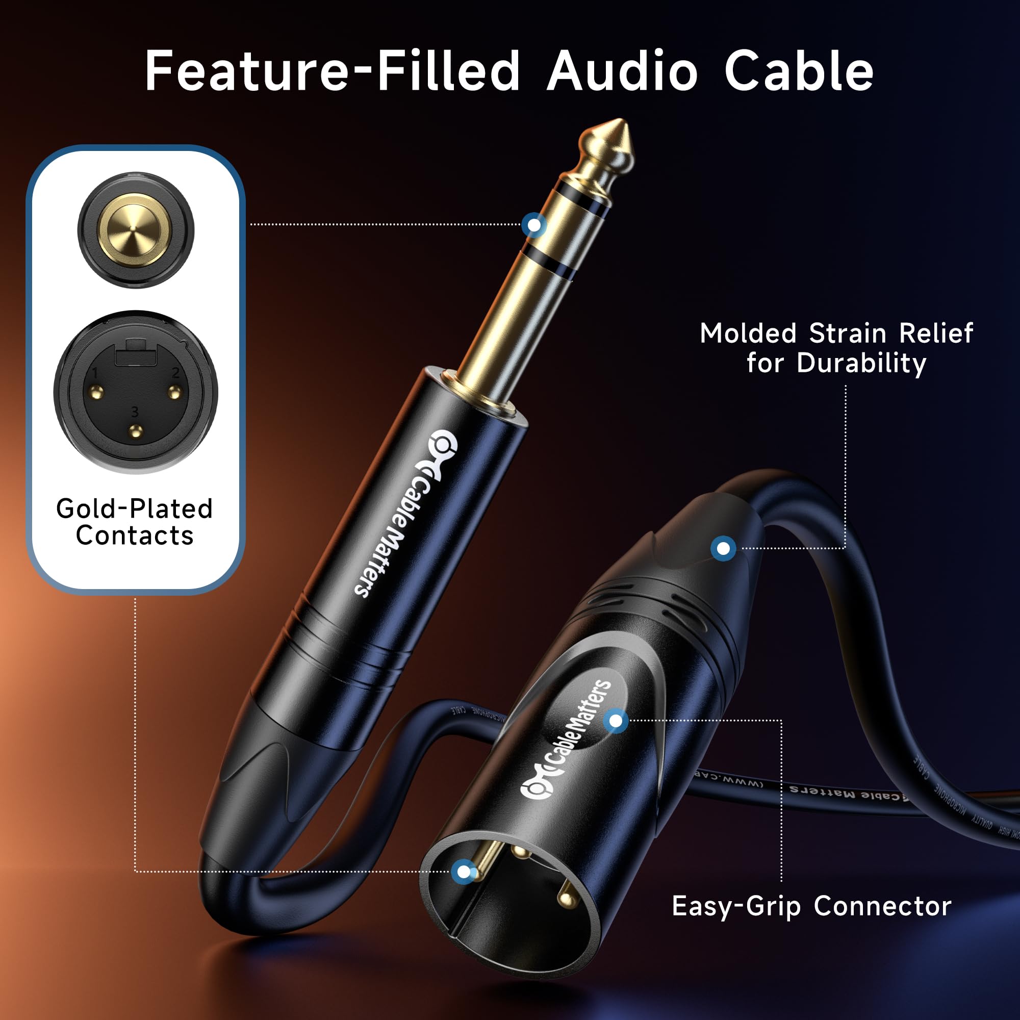 Foto 6 | Cable De Audio Matters, 6,35 Mm, Trs A Xlr, 3 M, Macho A Macho - Venta Internacional.