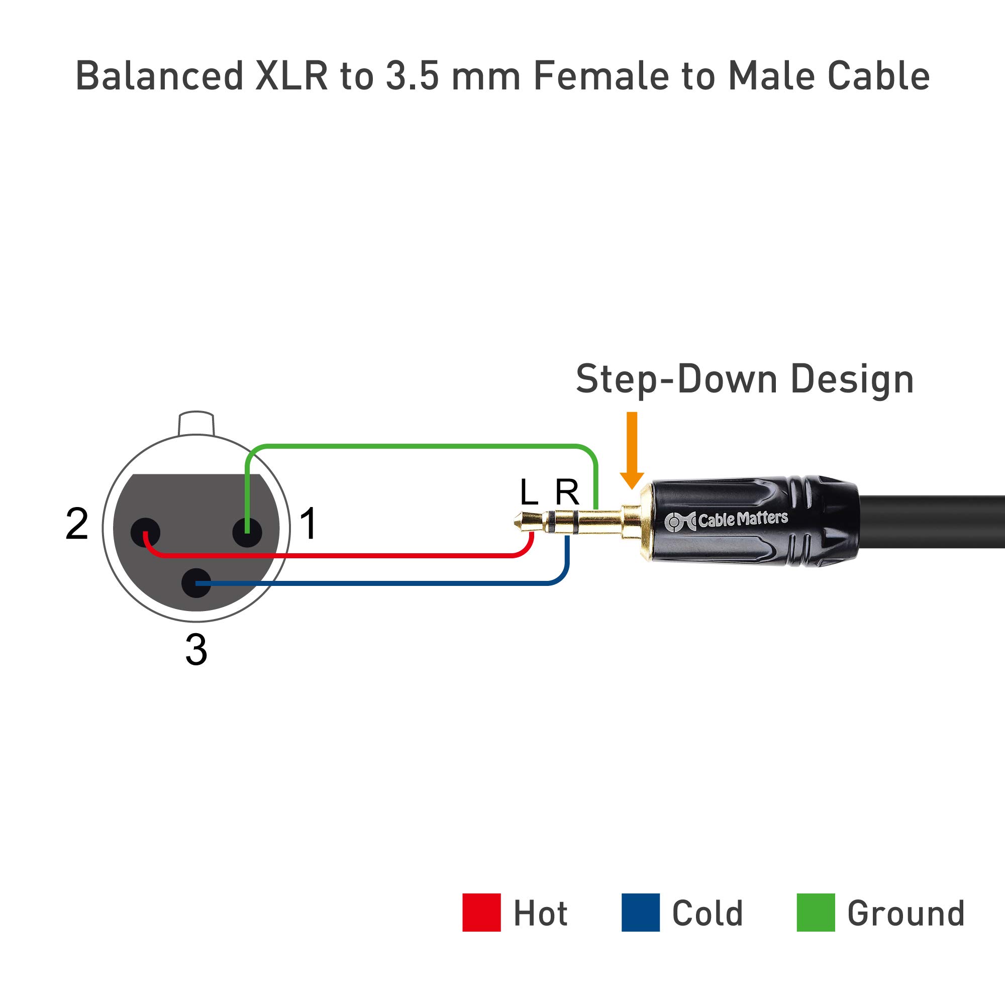 Foto 6 | Cable De 3,5 Mm A Xlr Cable Matters De 3 M Macho A Hembra - Venta Internacional.