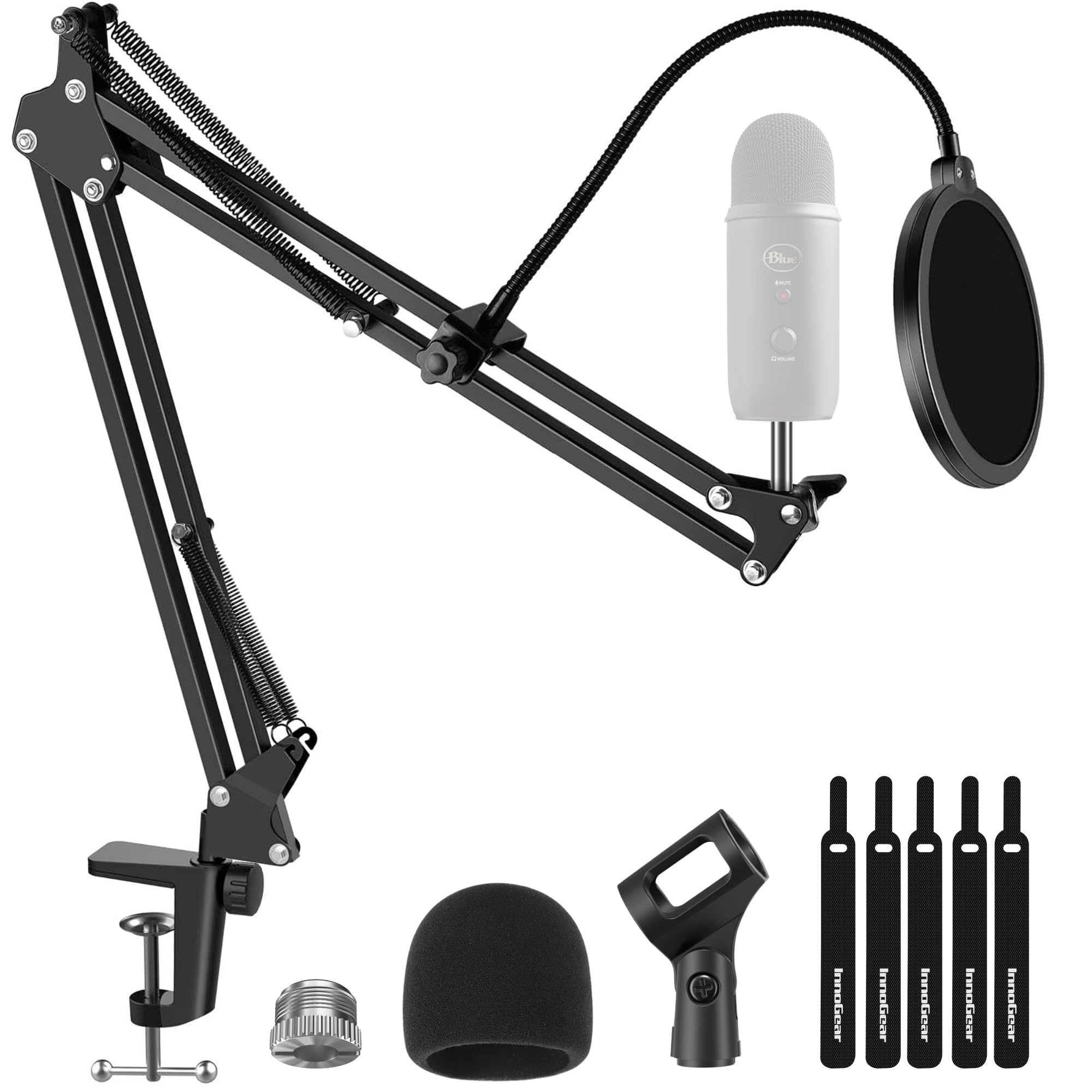 Foto 2 pulgar | Soporte De Micrófono Innogear Para Blue Yeti Con Parabrisas Y Filtro Antipop - Venta Internacional.