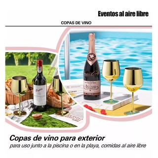 Foto 2 | Copas De Vino De Acero Inoxidable Doradas 4 Pz