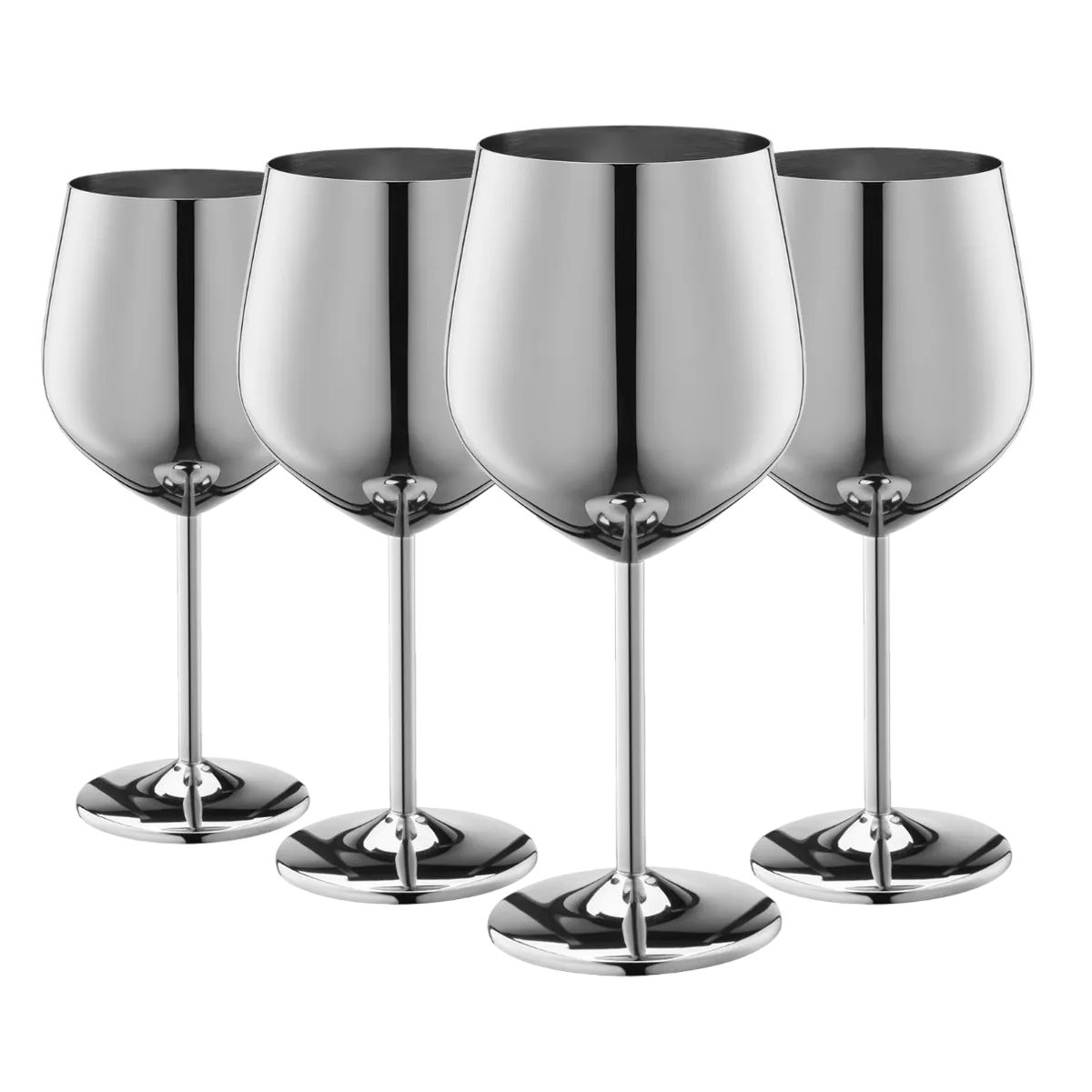 Copas De Vino De Acero Inoxidable Plateadas 4 Pz