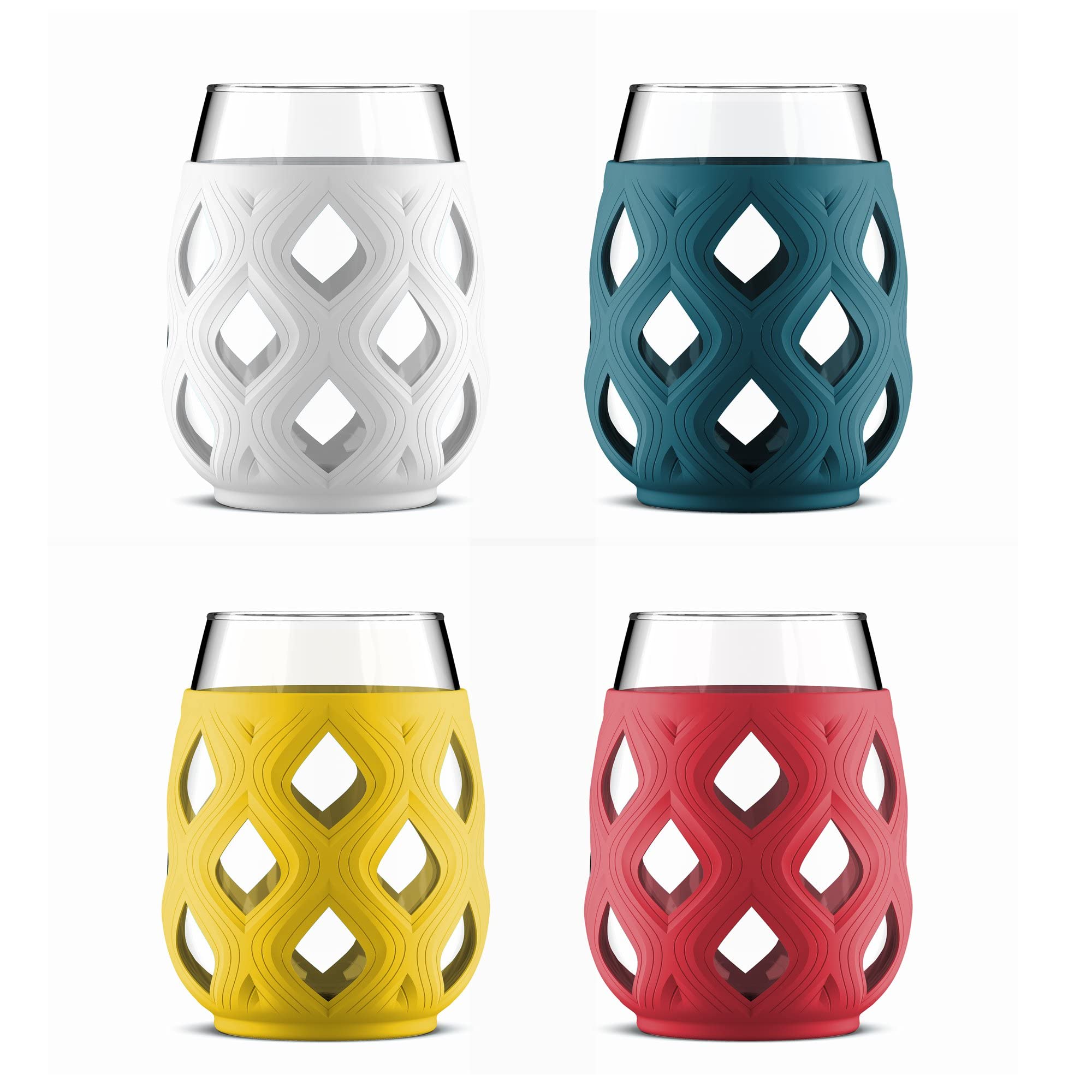 Foto 2 pulgar | Set De Copas De Vino Ello Cru, 500 Ml, Sin Tallo Y Funda De Silicona, 4 Unidades - Venta Internacional.