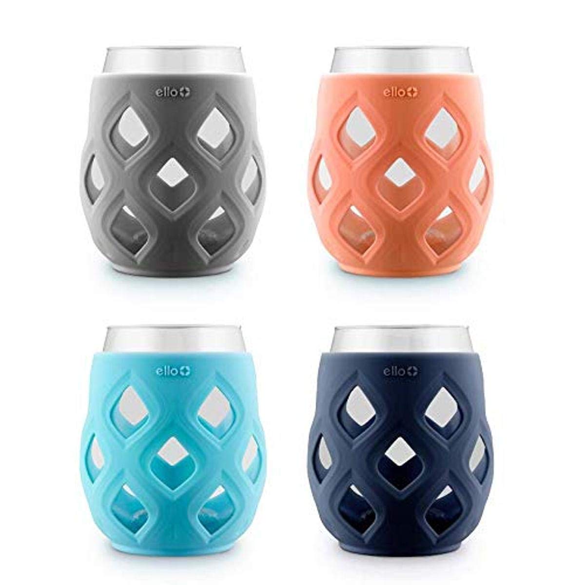 Foto 2 pulgar | Set De Copas De Vino Ello Cru, 500 Ml, Sin Tallo Y Funda De Silicona, 4 Unidades - Venta Internacional.