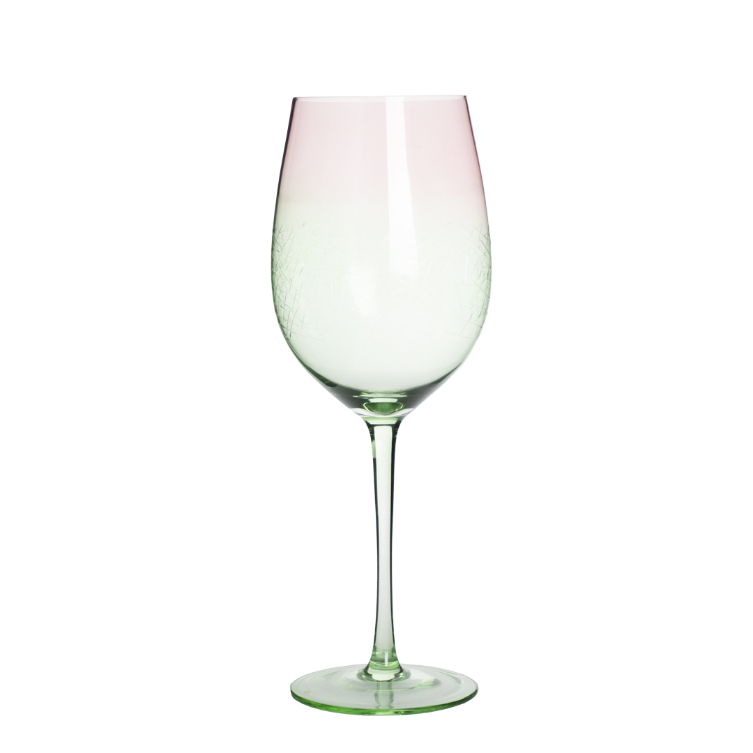 Foto 3 pulgar | Set De 4 Copas De Vino De Cristal  Verde/rosa – Elegancia Y Estilo Para Tu Mesa