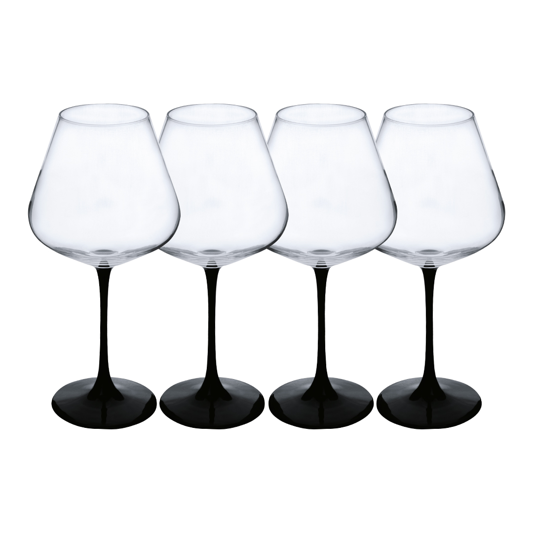 Foto 2 pulgar | Set De 4 Copas De Cristal Base Negra 730ml