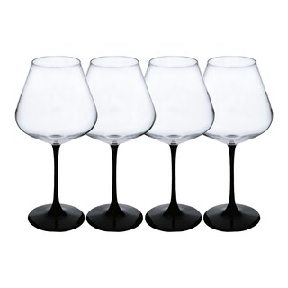 Foto 1 | Set De 4 Copas De Cristal Base Negra 730ml