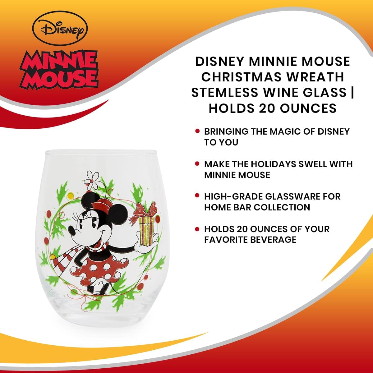 Foto 8 pulgar | Copa De Vino Sin Tallo Disney Minnie Mouse Christmas 600 Ml - Venta Internacional.