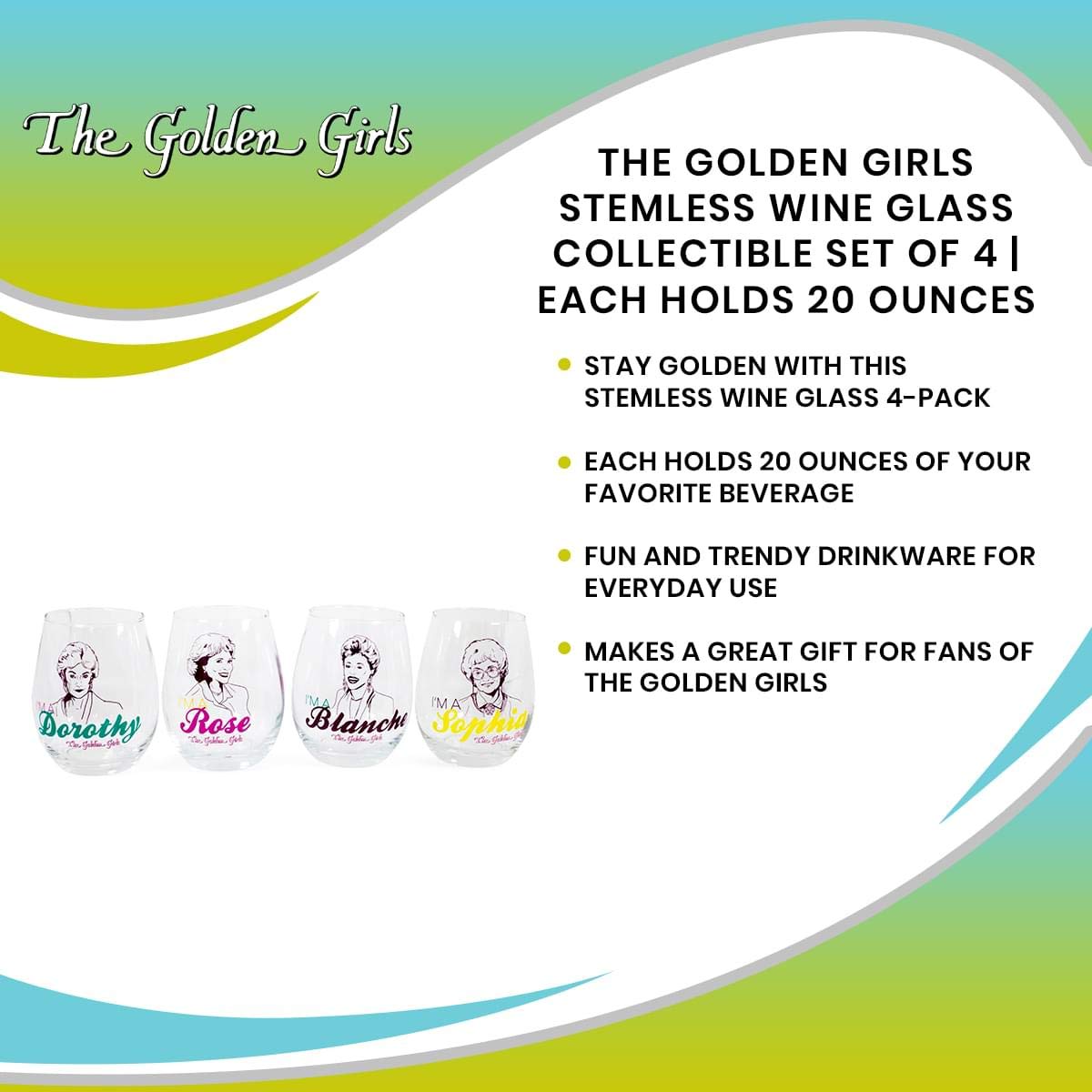 Foto 8 pulgar | Set De Copas De Vino Sin Tallo Silver Buffalo The Golden Girls X4 - Venta Internacional.