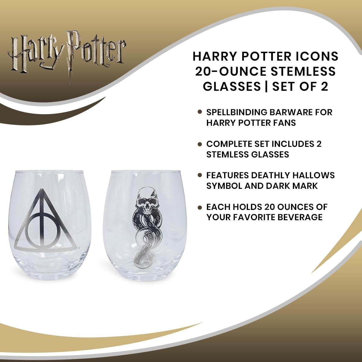 Foto 8 pulgar | Copas De Vino Plateadas Con Iconos De Harry Potter De Buffalo, 600 Ml, Paquete De 2 - Venta Internacional.