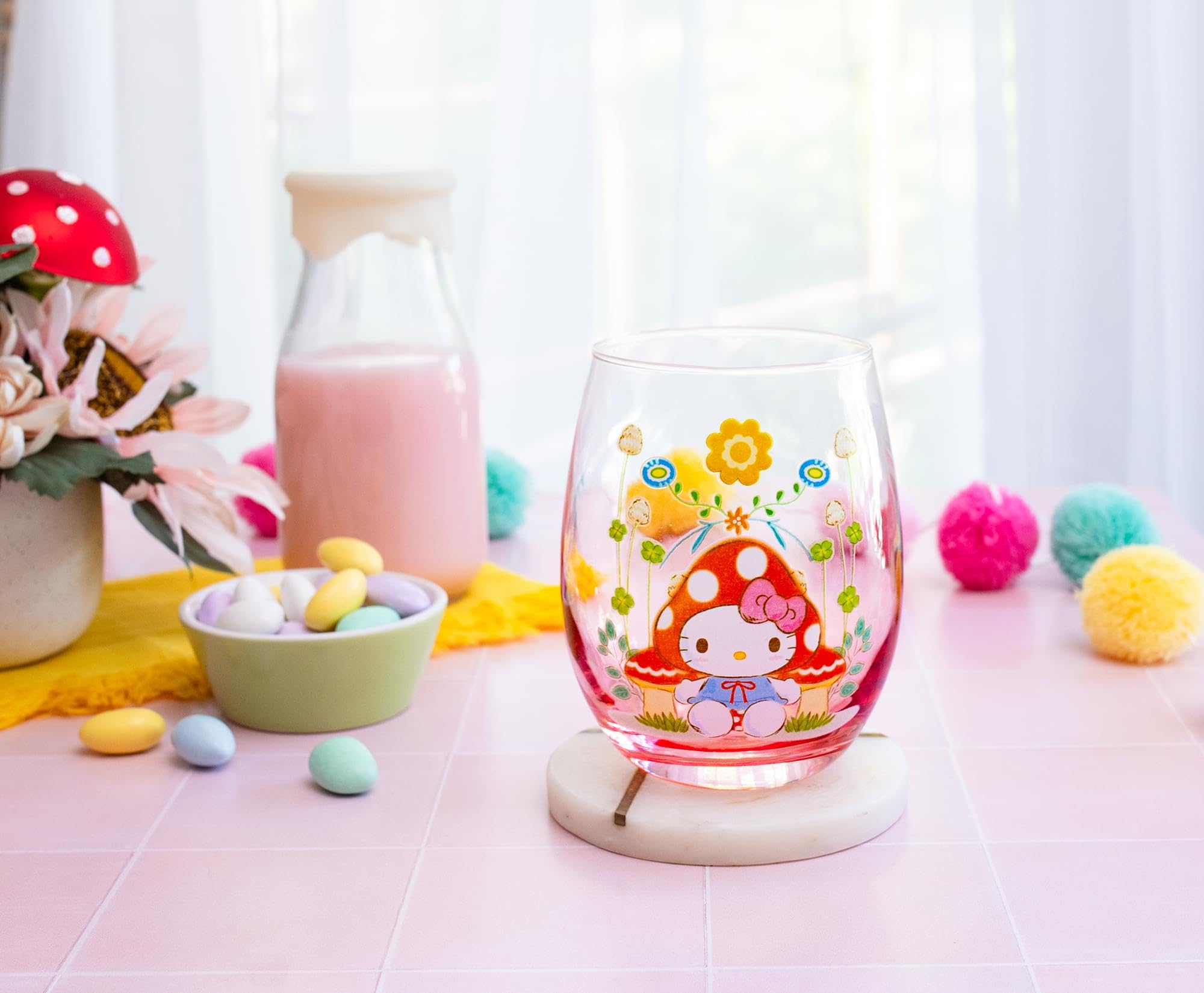 Foto 5 pulgar | Copa De Vino Silver Buffalo Sanrio Hello Kitty Mushroom 600 Ml - Venta Internacional.