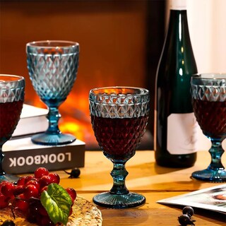 Foto 4 | Juego 6 Copas Vino Belug Agua Cristal Labrado Vidrio Azul