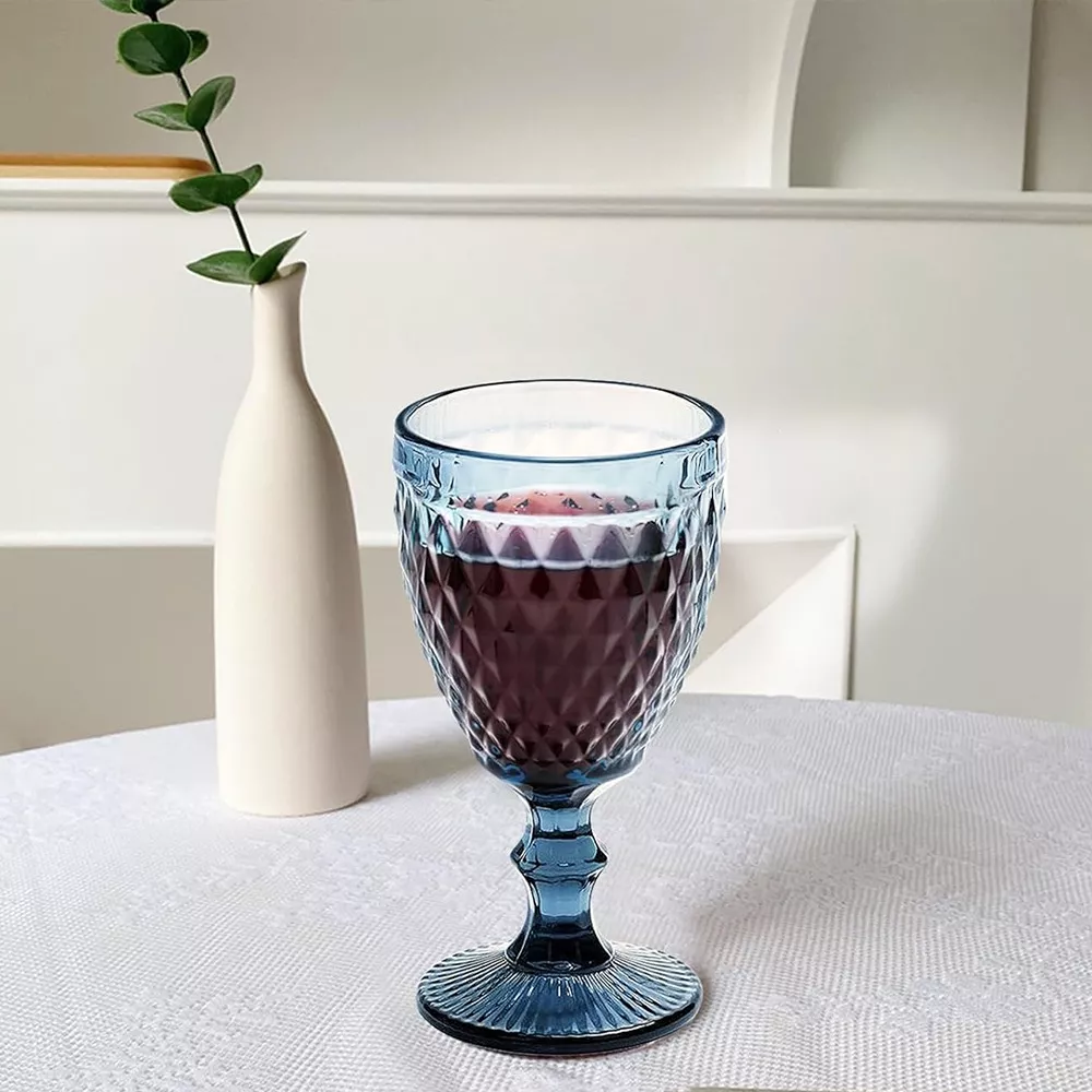 Foto 5 | Juego 6 Copas Vino Belug Agua Cristal Labrado Vidrio Azul