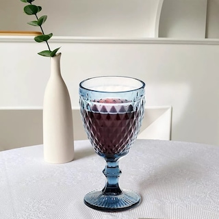 Foto 5 | Juego 6 Copas Vino Belug Agua Cristal Labrado Vidrio Azul