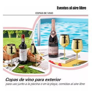 Foto 2 | Copas De Vino De Acero Inoxidable Doradas 4 Pzs